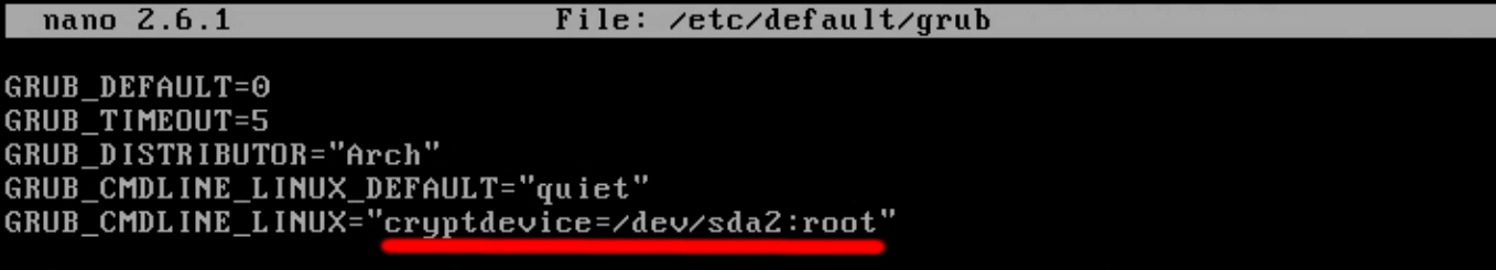 Grub para abrir particion cifrada