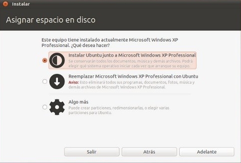 Ubuntu Instalador Eligiendo Particionado