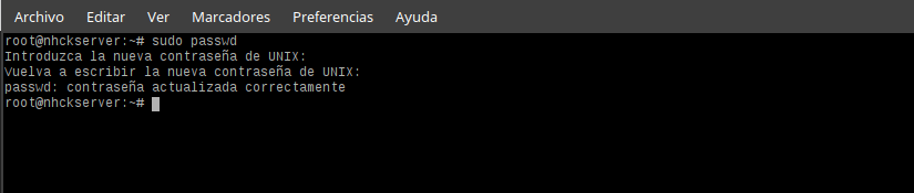 Cambiar contraseña root